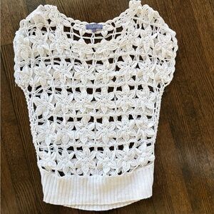 Vivienne Tam White Crochet Women Top